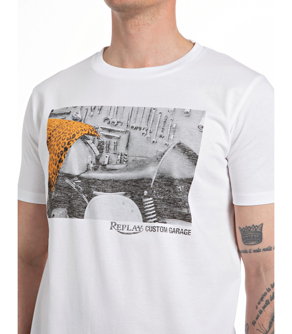 コットンジャージーカスタムガレージグラフィックプリントTシャツ 詳細画像 ホワイト 3